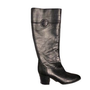 Tommy Hilfiger Black Leather Heeled Boot